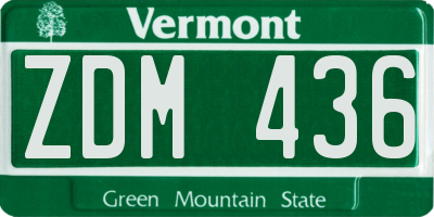 VT license plate ZDM436
