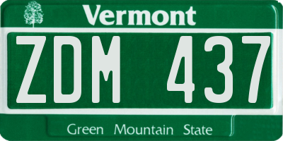 VT license plate ZDM437