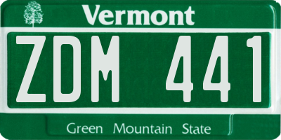 VT license plate ZDM441