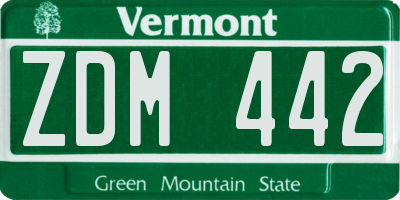 VT license plate ZDM442