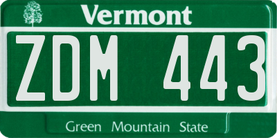 VT license plate ZDM443
