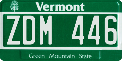 VT license plate ZDM446