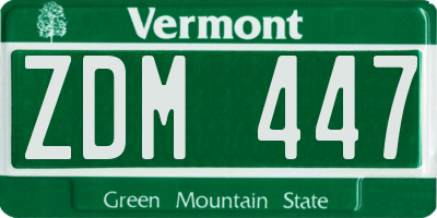 VT license plate ZDM447