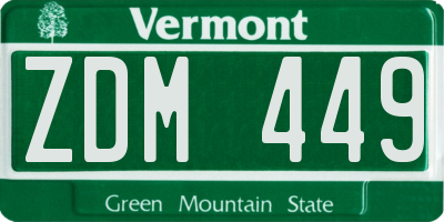 VT license plate ZDM449
