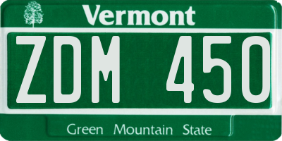 VT license plate ZDM450