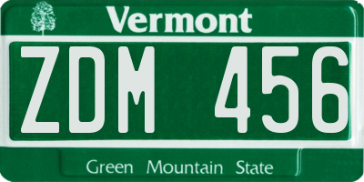 VT license plate ZDM456