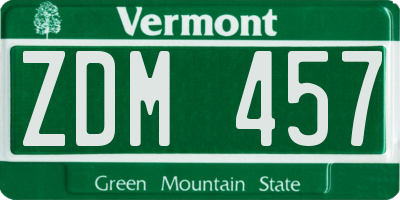 VT license plate ZDM457