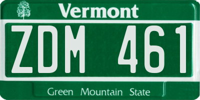VT license plate ZDM461