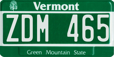 VT license plate ZDM465