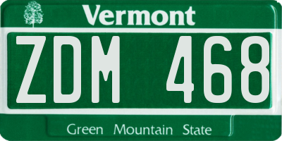 VT license plate ZDM468