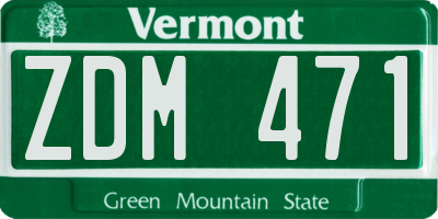 VT license plate ZDM471