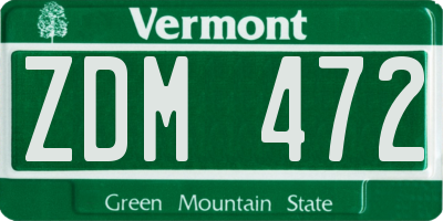 VT license plate ZDM472
