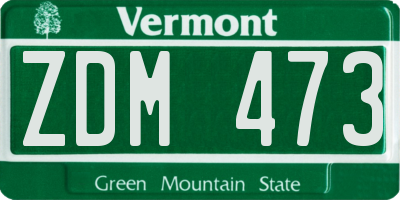 VT license plate ZDM473