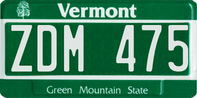 VT license plate ZDM475