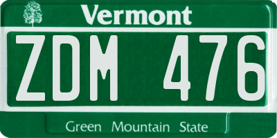 VT license plate ZDM476