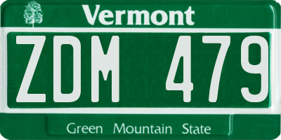 VT license plate ZDM479