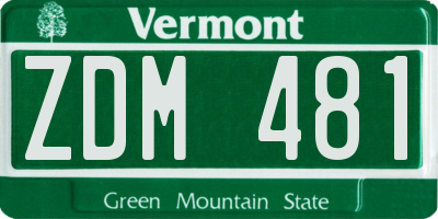 VT license plate ZDM481