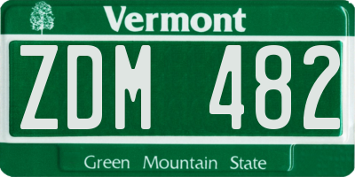 VT license plate ZDM482