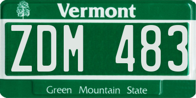 VT license plate ZDM483