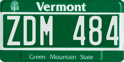 VT license plate ZDM484