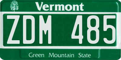 VT license plate ZDM485