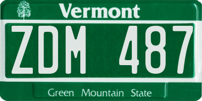 VT license plate ZDM487