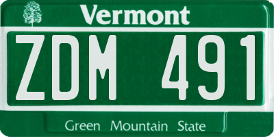 VT license plate ZDM491