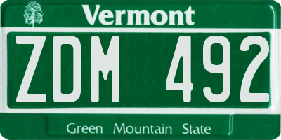 VT license plate ZDM492