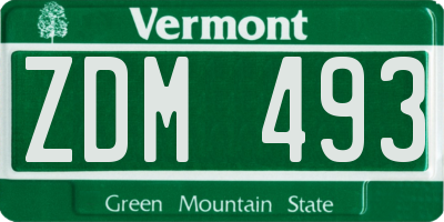 VT license plate ZDM493
