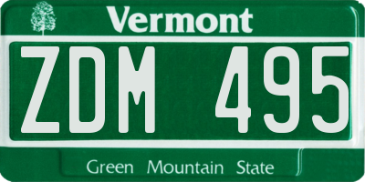VT license plate ZDM495