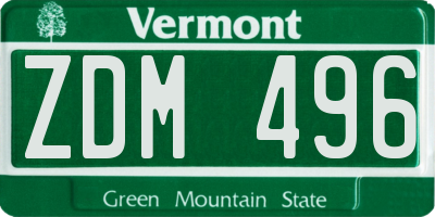 VT license plate ZDM496