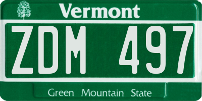 VT license plate ZDM497