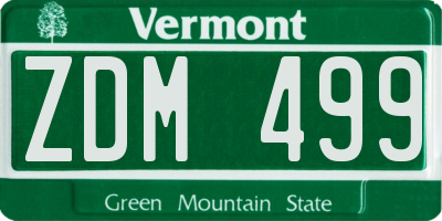 VT license plate ZDM499