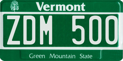 VT license plate ZDM500