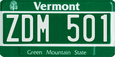 VT license plate ZDM501