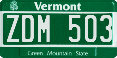 VT license plate ZDM503