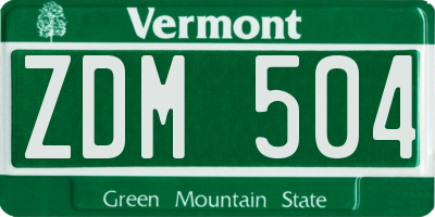 VT license plate ZDM504