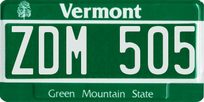 VT license plate ZDM505