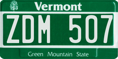 VT license plate ZDM507