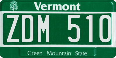 VT license plate ZDM510