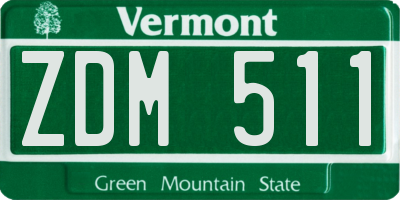 VT license plate ZDM511