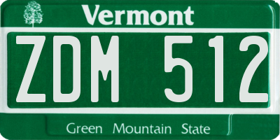 VT license plate ZDM512