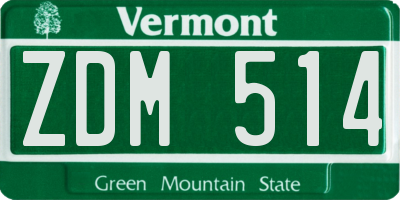 VT license plate ZDM514
