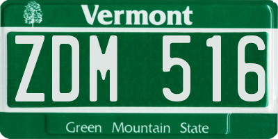 VT license plate ZDM516