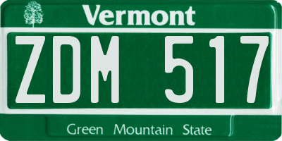 VT license plate ZDM517