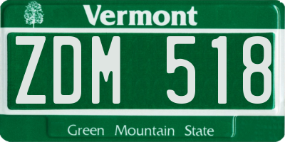 VT license plate ZDM518