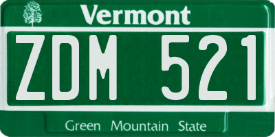 VT license plate ZDM521