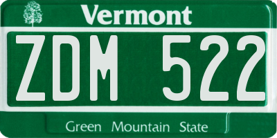 VT license plate ZDM522