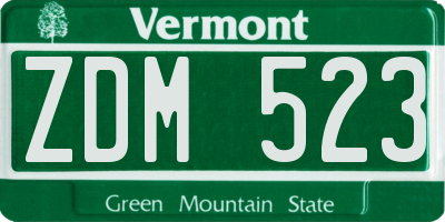 VT license plate ZDM523