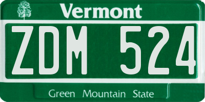VT license plate ZDM524